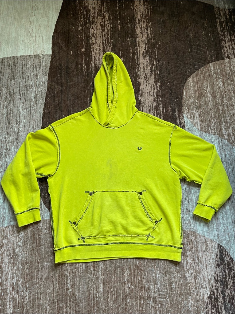 True Religion Neon green hoodie